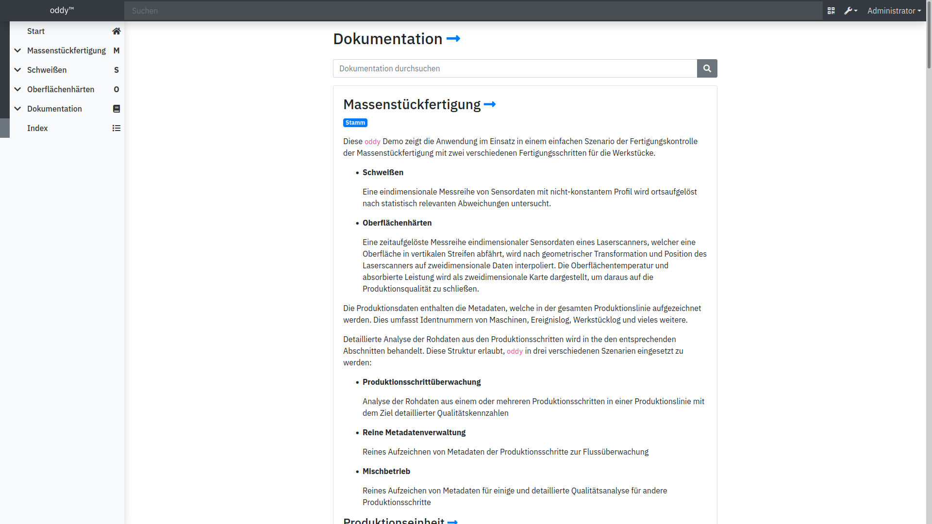 Dokumentationsmodul in oddy&trade;